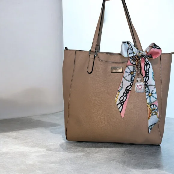 Nine West Tote Bag with Scarf Accent & Perfume  Bag Charm - Picture 2 of 8